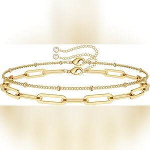 Elegant 14K Gold Plated Chain Bracelet Set